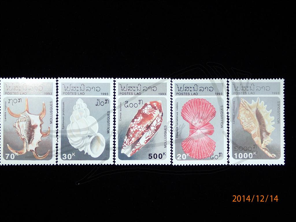 寮國1993年貝類郵票